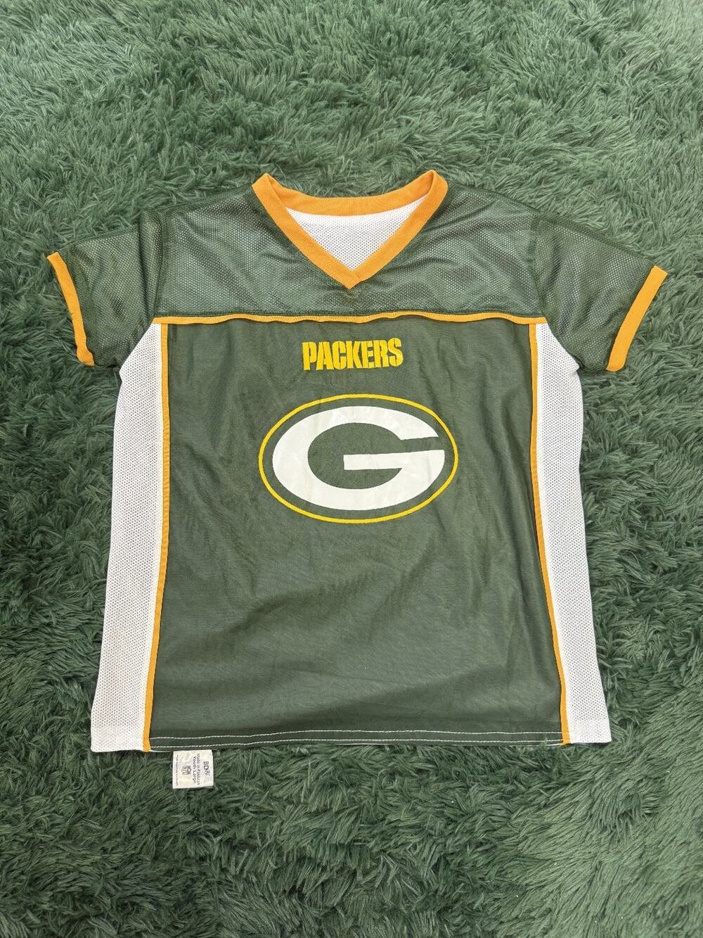 Green Bay Packers NFL Youth Large BDG Mesh Football Fan Jersey Green White Gold